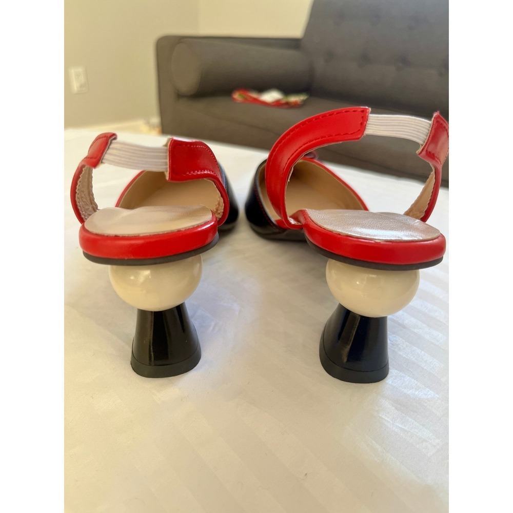 Katy Perry Collections Red Black Face Slingback Sphere Heel Pumps Size 41 US 10 - Picture 4 of 7